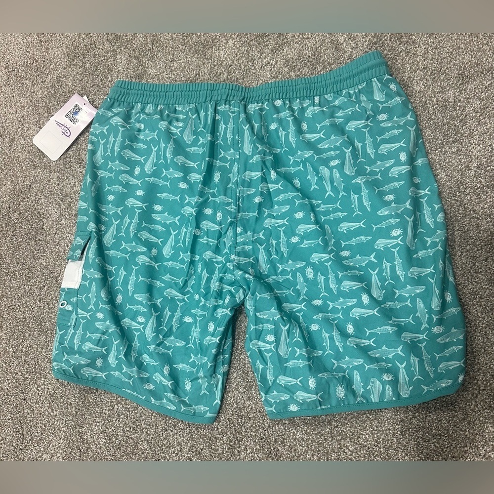 Reel Life Board Shorts Men's Size XL Green All Over Print Fish Swimwear Beach - Picture 2 of 3